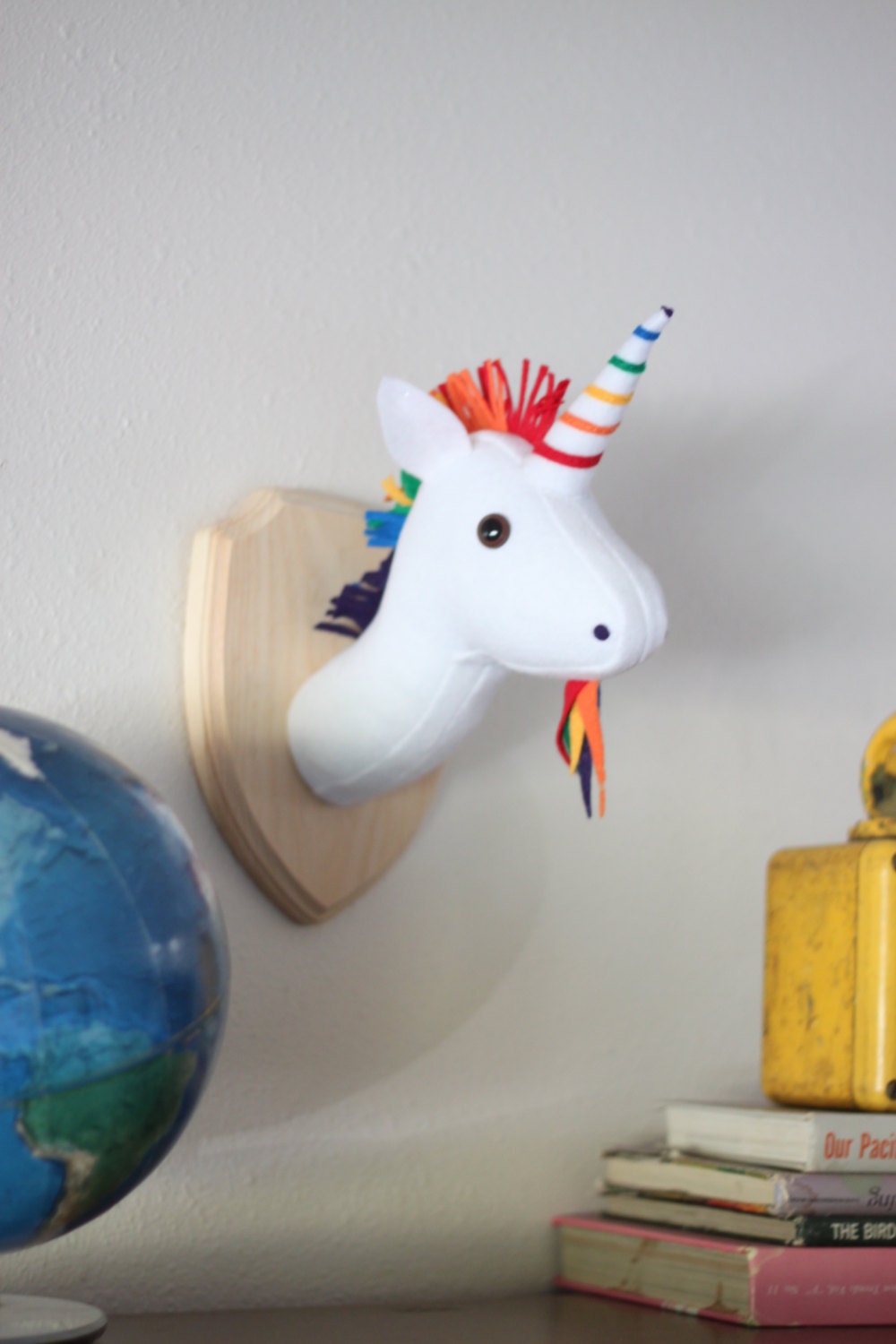 stuffed unicorn head wall mount