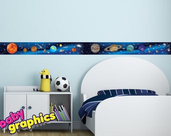 Solar System Planets wall border stickers - 6.5 feet long & 5.5 inches wide (2 m x 14 cm) - removable (babygraphics)