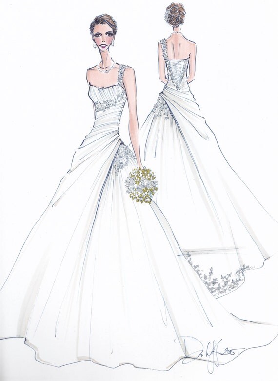 Custom Wedding Gown Illustration FRONT and BACK