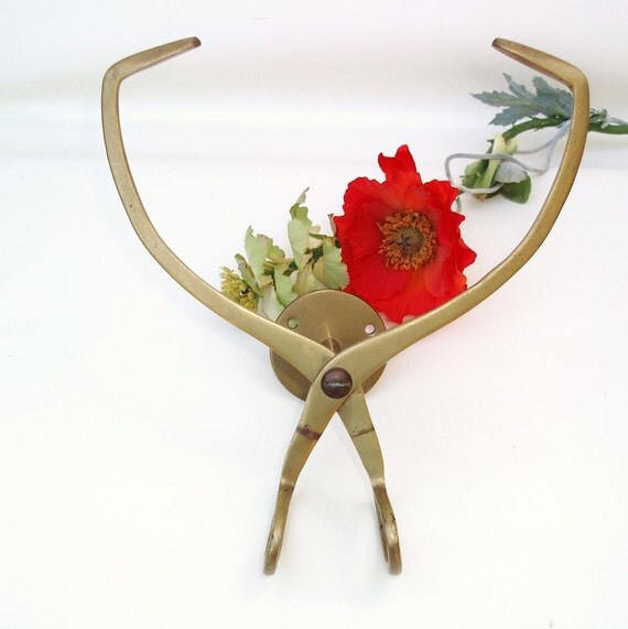 Vintage Brass Ice Tongs Metal Wall Sculpture Brass by WhimzyThyme