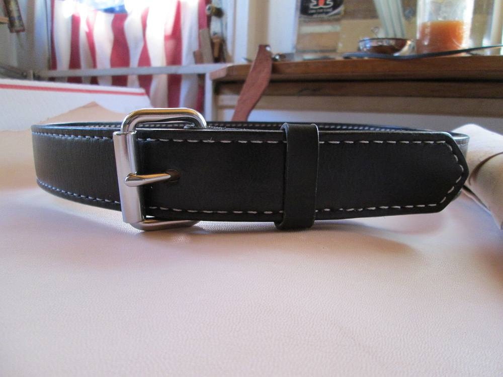 black leather belt handmade belt biker belt Mens black