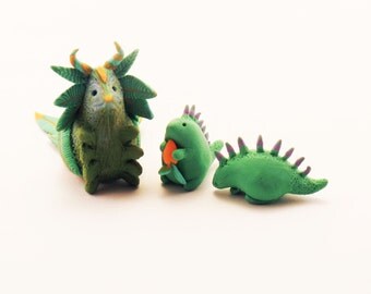 Mini Garden Monsters: 3 Piece Set of Blue-Green Fantasy Creatures