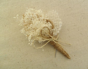 Wedding Boutonniere, Baby's Breath Boutonniere, Rustic Boutonniere, Woodland Boutonniere, Buttonhole Flower, Lapel Flower, Groom Boutonniere