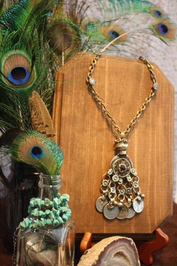 GYPSY TREASURE Bohemian Necklace. Gypsy Jewelry. Antique Brass Boho