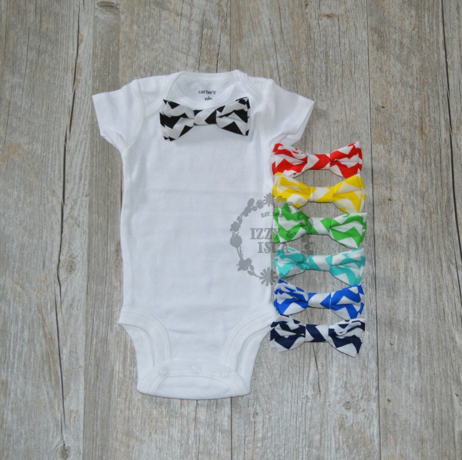 Chevron Baby Boy Bow Tie Onesie