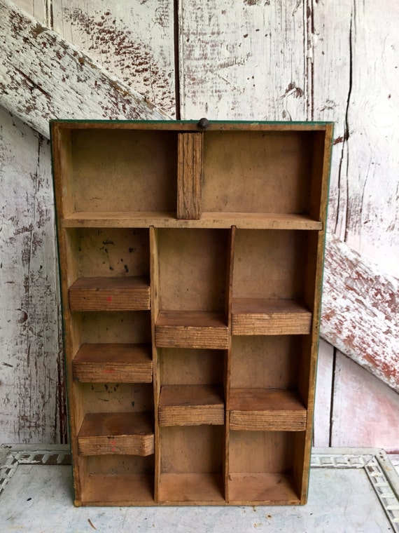 Vintage Primitive Shelf Wood Rustic Printer Like Shelf Curio