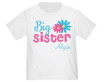 Big Sister Flowers Personalized T Shirt Big Sister tshirt