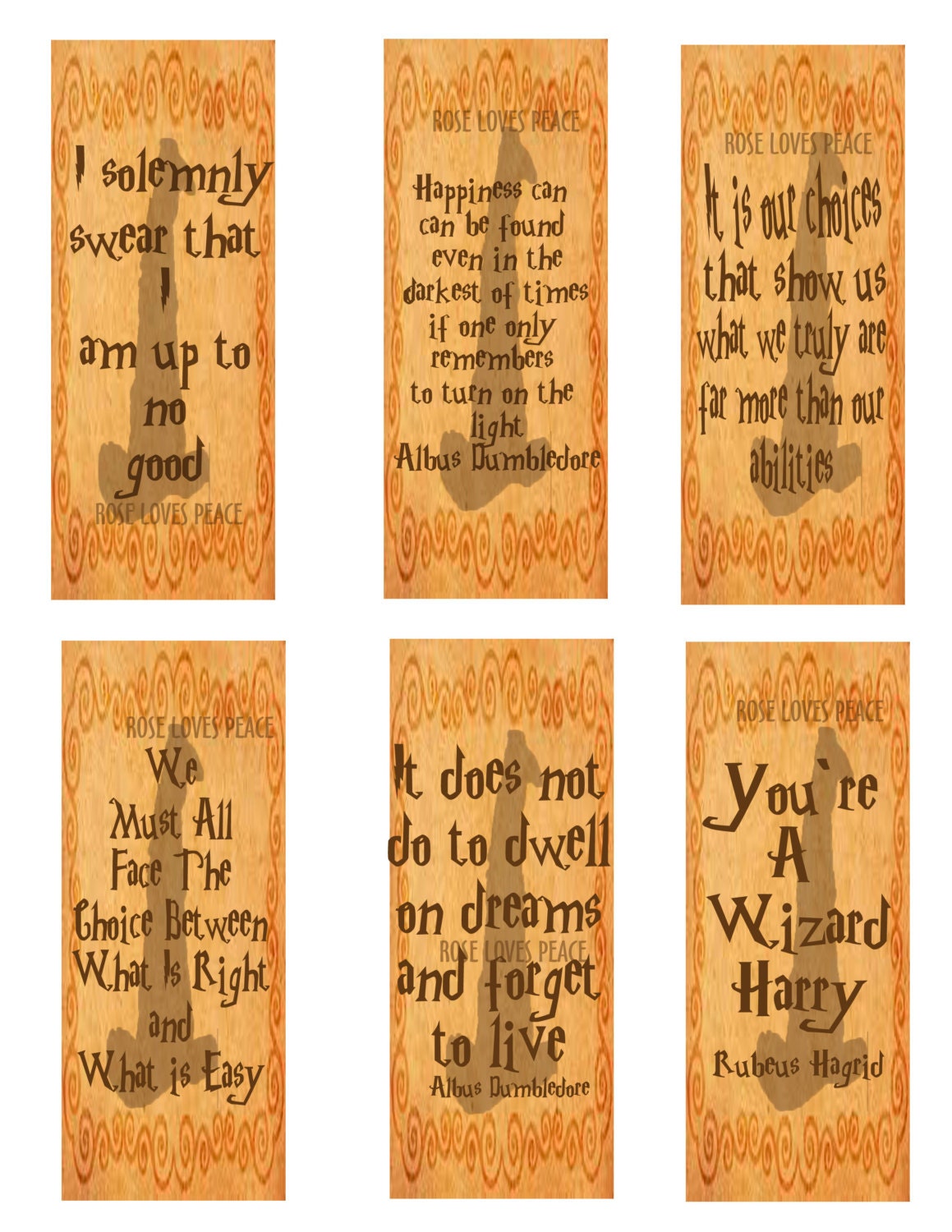 digital download harry potter bookmarks reading