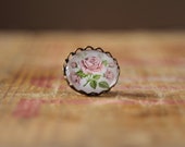 Light pink glass rose brooch -pastel pink English roses - baby pink brooches  jewellery cabochon - vintage style - pretty floral summer