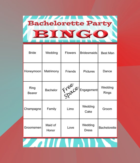 30 Bachelorette Bingo Game Cards Printable by CMCElegantDesigns