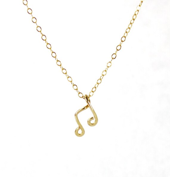 Gold Music Note Necklace Handmade 14K Gold Filled Wire