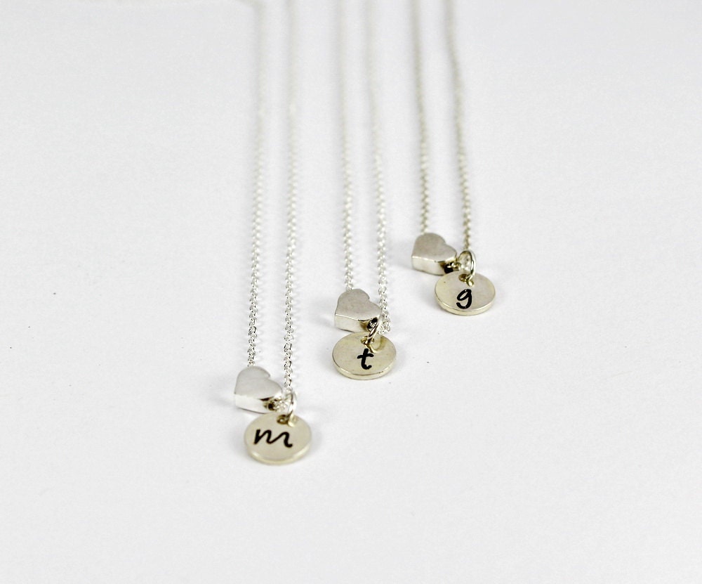 Heart Initial Necklace Set