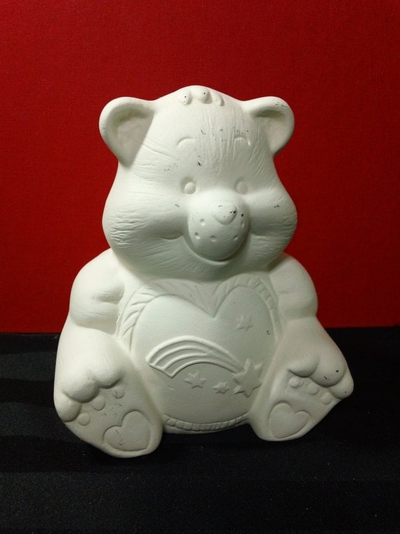 Vintage 80s Unpainted Ceramic Bisque Care Bears character Wish