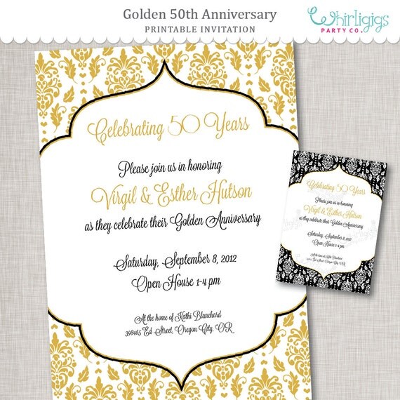 Items similar to 50th Anniversary Invitation- Golden Anniversary ...