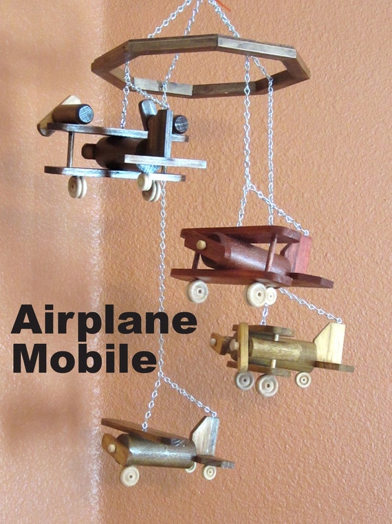 Recycled Wood Airplane Mobile with Four Different by RaysScraps