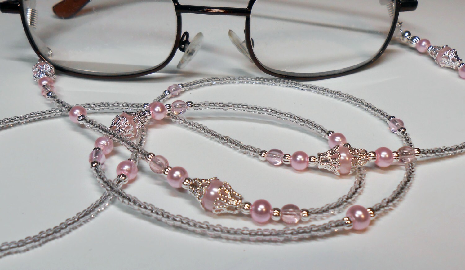 Pink Pearl Eyeglass Chain Pretty Eyeglass Chain by nancybaha