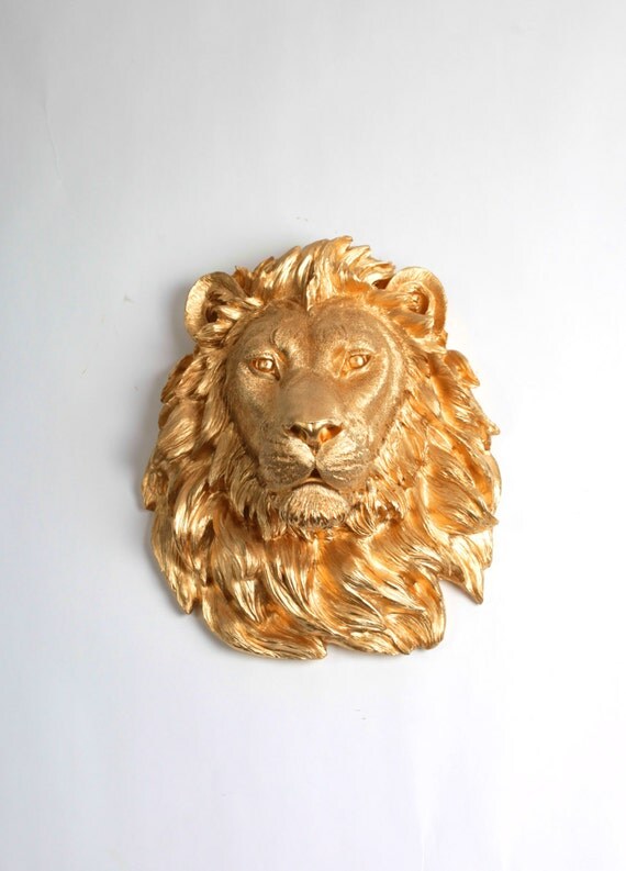 stuffed lion head wall mount