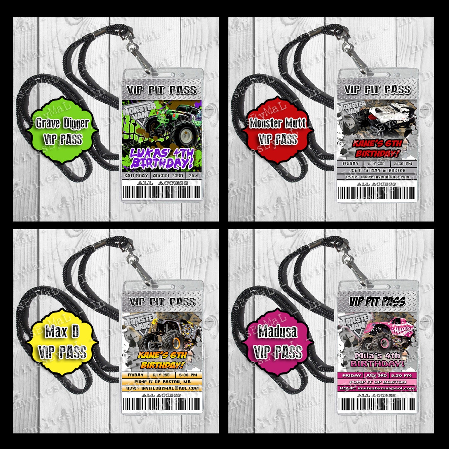 Monster Truck Birthday VIP Pit Pass DIY/Printable by InvitesByMaL