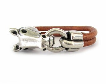 Women's Leather Horse Bracelet - Western Jewelry - Cowgirl Bracelet - Horse Jewelry - Western Bracelet - Leather Bracelet - Horsey - WL11005