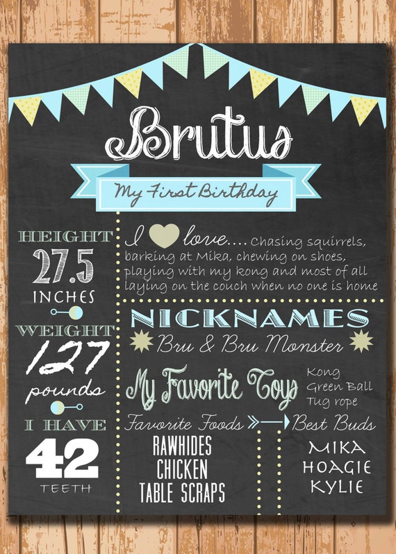 Puppy First Birthday Chalkboard Sign. Dog One by KADdesignsforlove