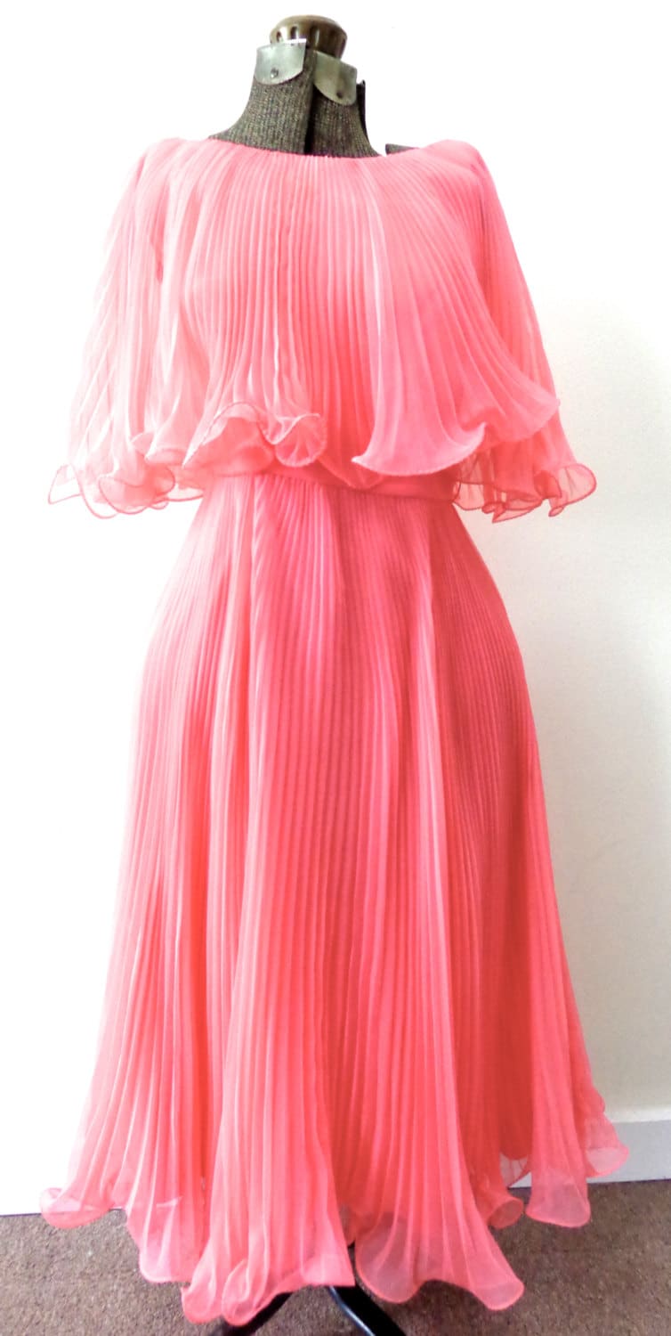 Vintage Fifties Bubble Gum Pink Pleated Dress by 1800HelloGoodbye