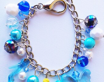 Cinderella inspired charm bracelet with her slipper and butterfly