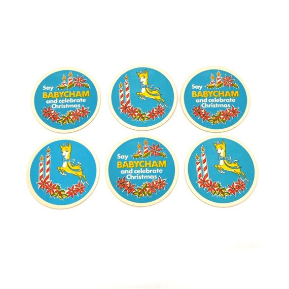 Items Similar To Vintage Babycham Christmas Coasters, BabyCham Beer ...