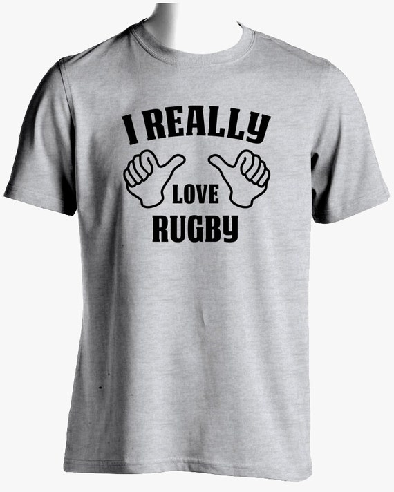 Rugby Shirt-I Really Love Rugby T Shirt by SuperCoolTShirts