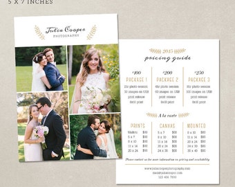 50% SALE Photography Pricing Guide Package List - Marketing Board MP007 - Photoshop template INSTANT DOWNLOAD