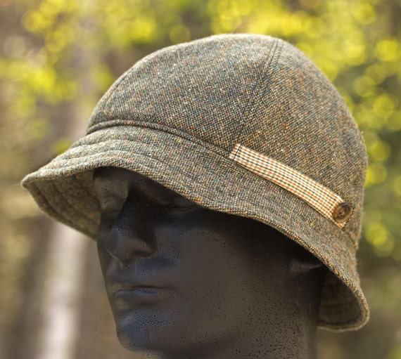 Items similar to Mens Bucket Hat in Donegal Tweed English Walking Hat