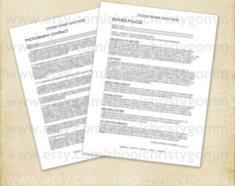 MS WORD Photography Contract and Business Policies for Photographers Photography Business - Word Doc SB0030