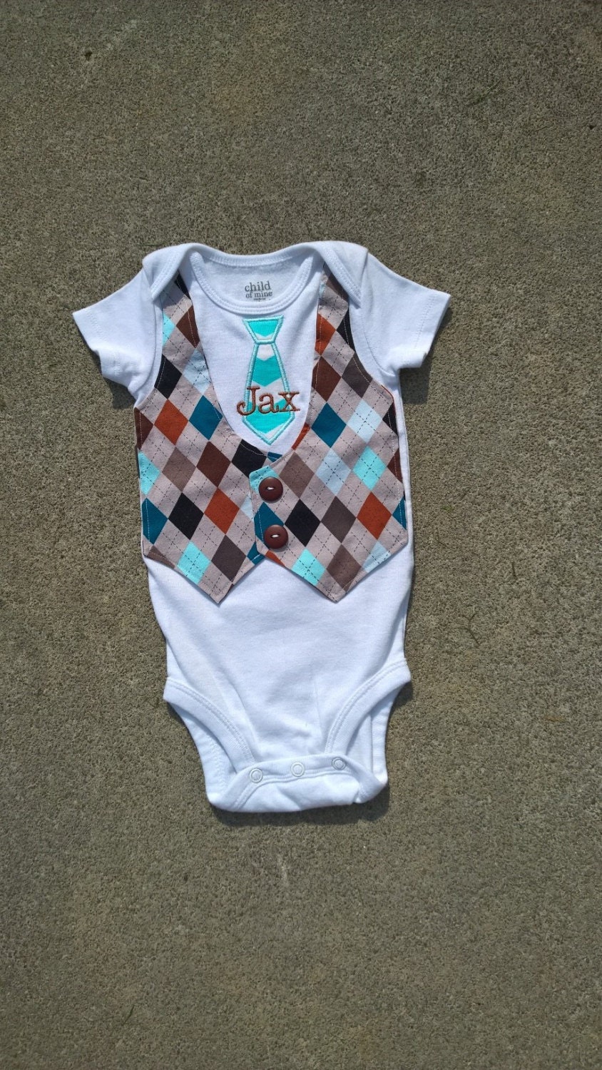 Boys Monogrammed Tie Tee shirt or Onesie with by AMDesignsBoutique