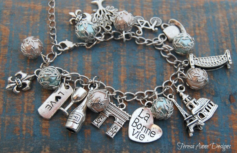 Paris Themed Charm Bracelet Paris Jewelry Travel Jewelry