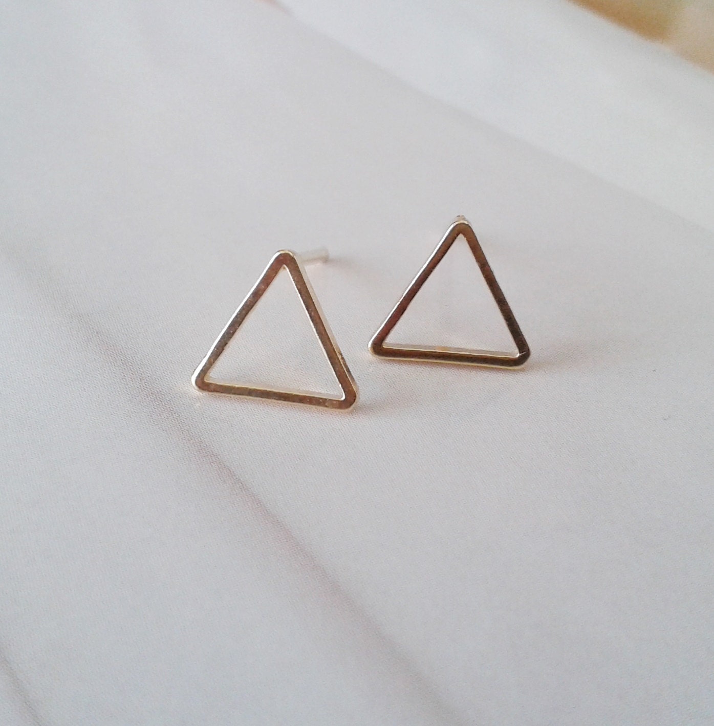 Triangle earrings Gold triangls earrings Stud by TresJoliJewelry