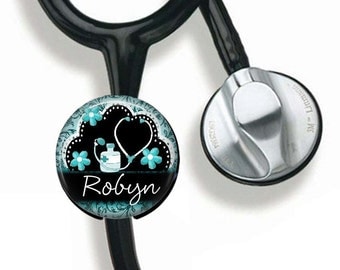 Personalized Gift for Nurse, Registered Nurse, RN, LVN, Stethoscope Button, Nursing Student, Stethoscope ID tag, Nurse Graduation Gift