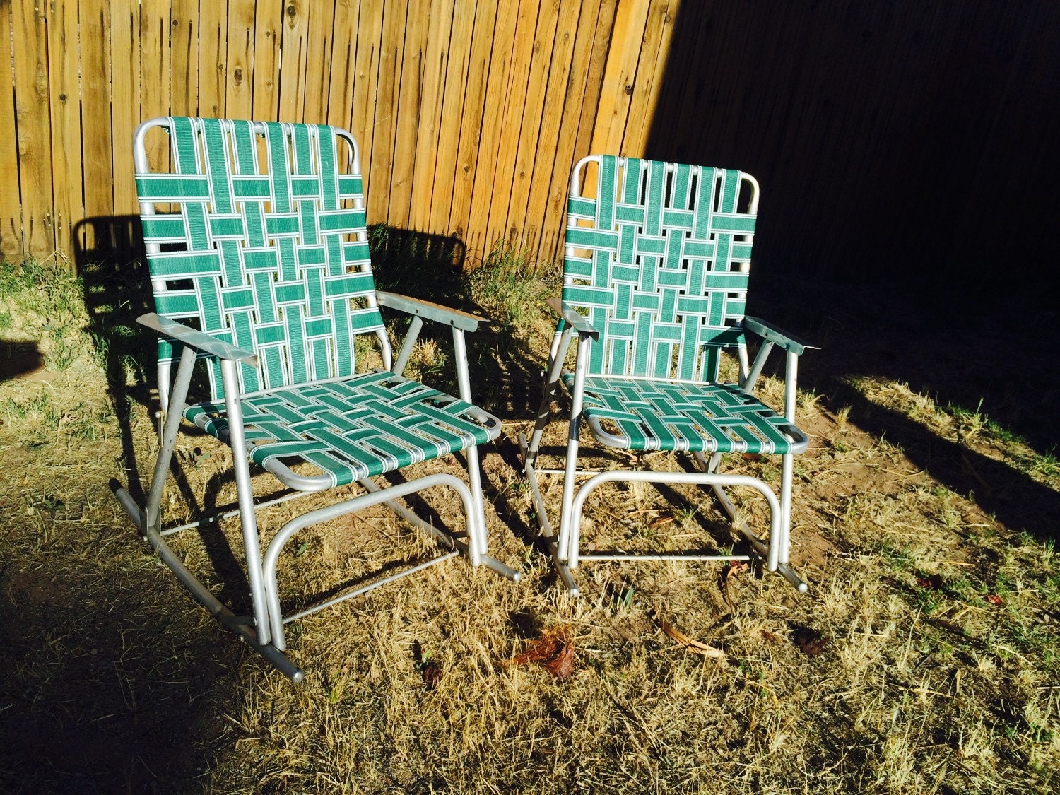 vintage aluminum folding web lawn chair