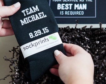 Mens Wedding Party Socks, Groom, Groomsmen Socks, Funny Wedding Gift Ideas, Personalized Wedding Socks Sold by the Pair
