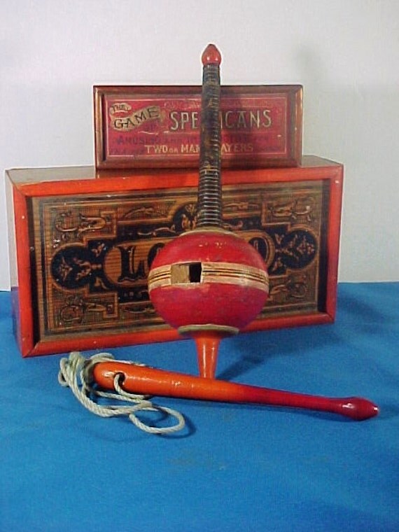 Antique Victorian Painted Wood Toy Spinning by AmericanaAntiques