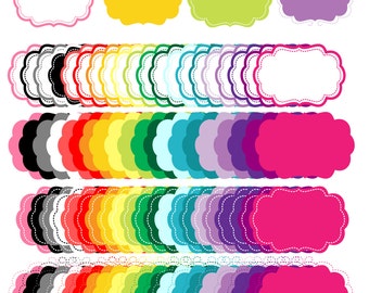 80 colored Digital Frames, Digital Colored Label Frames Borders - Commercial Use - Instant Download - Eps and PNG