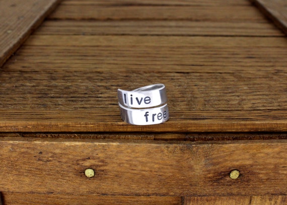 Live Free Ring Aluminum Adjustable Wrap Ring