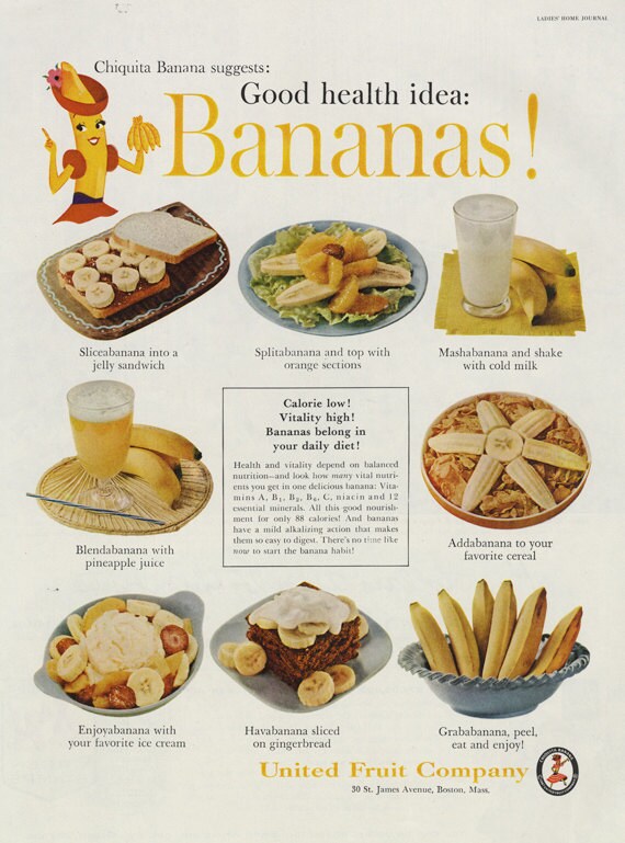 1960 Chiquita Bananas United Fruit Company Ad by