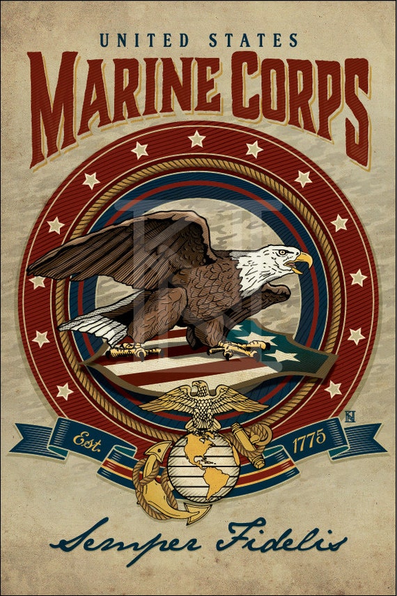 United States Marine Corps Art Print by FivePointCollective