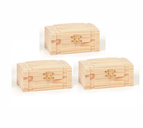Items similar to 3 pc Unfinished Wood Boxes, Small Wood Box, Jewelry or