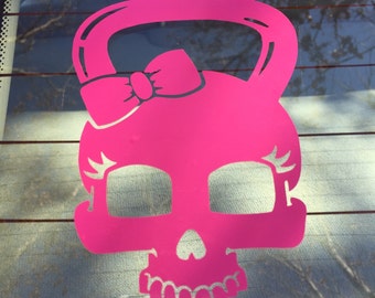 girl skull kettlebell | decal