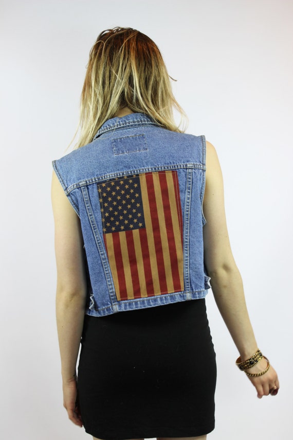 denim american flag shirt