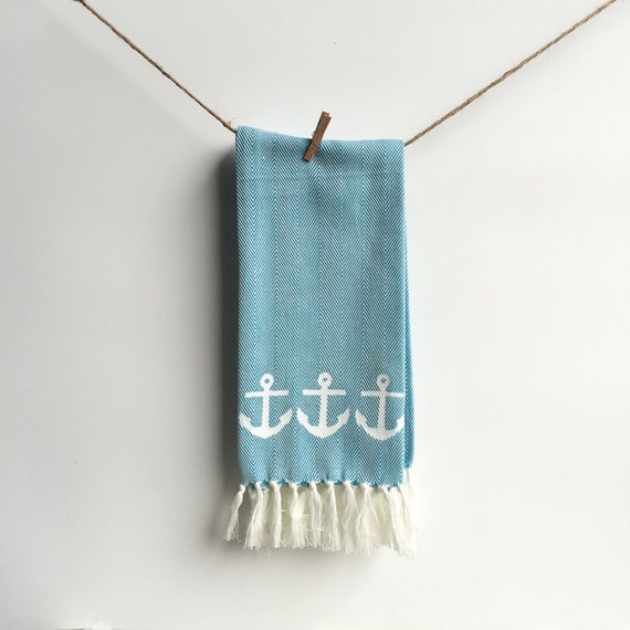 Anchor Nautical Kitchen Dish Towel Tea Towel by GingersnapPress