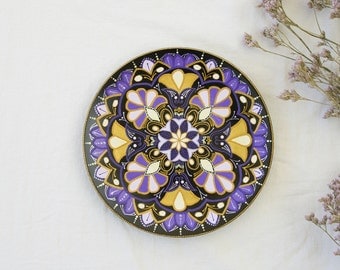Decorative plate Violet Flower - Wall hangings - Mandala art - Oriental plate - Hand painted plate - Wall decor - Christmas gift