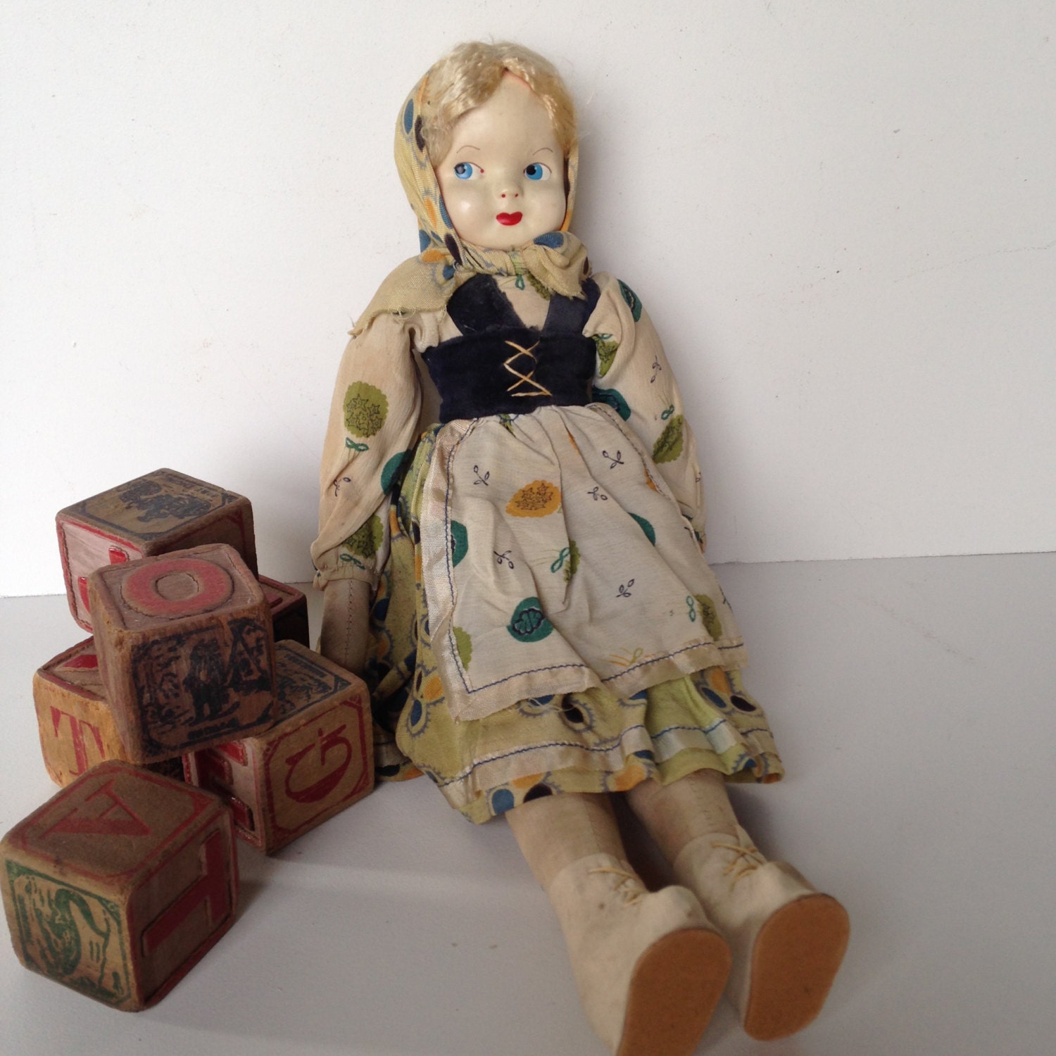 Polish Cloth Mask Face Doll Antique Vintage By