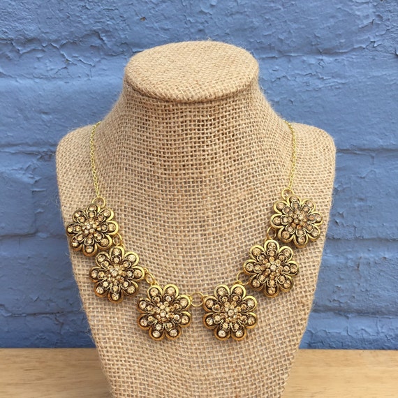 Gold Statement Necklace Gold Crystal Statement Necklace