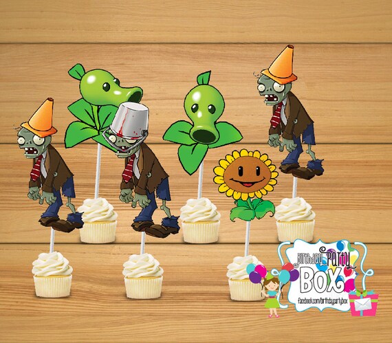Plants vs zombies party cupcake toppers set by BirthdayPartyBox
